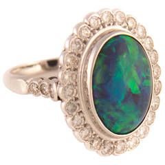 Black Opal Diamond Gold Cocktail Ring