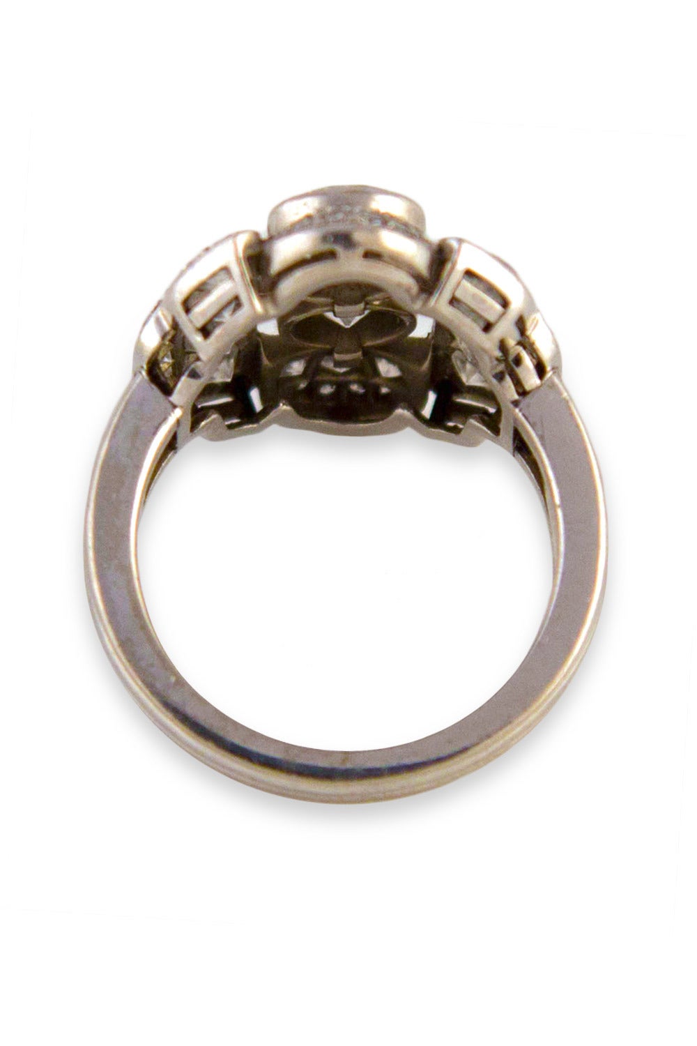 Women's Art Deco Diamond Platinum Ring For Sale