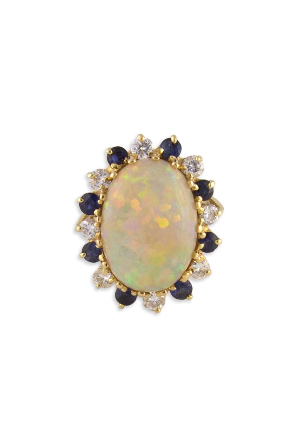 Opal Sapphire Diamond Gold Cocktail Ring
