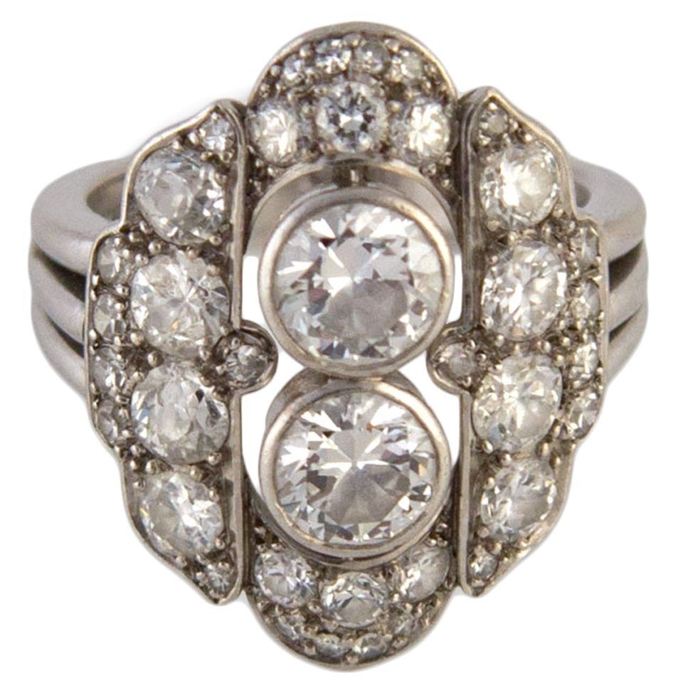 Art Deco Diamond Platinum Ring For Sale