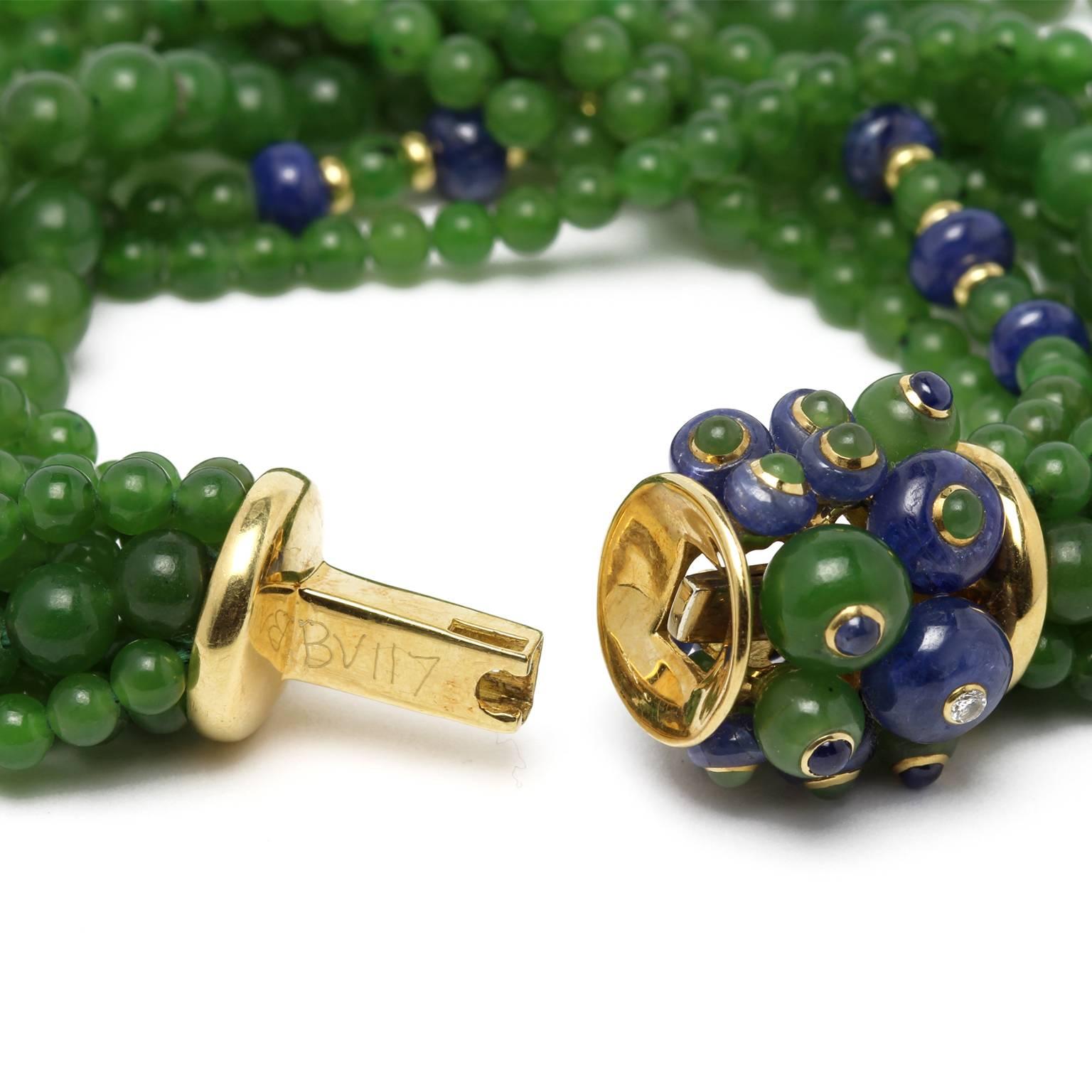 Trianon Jade Gold beaded Bracelet In Excellent Condition For Sale In NY, NY