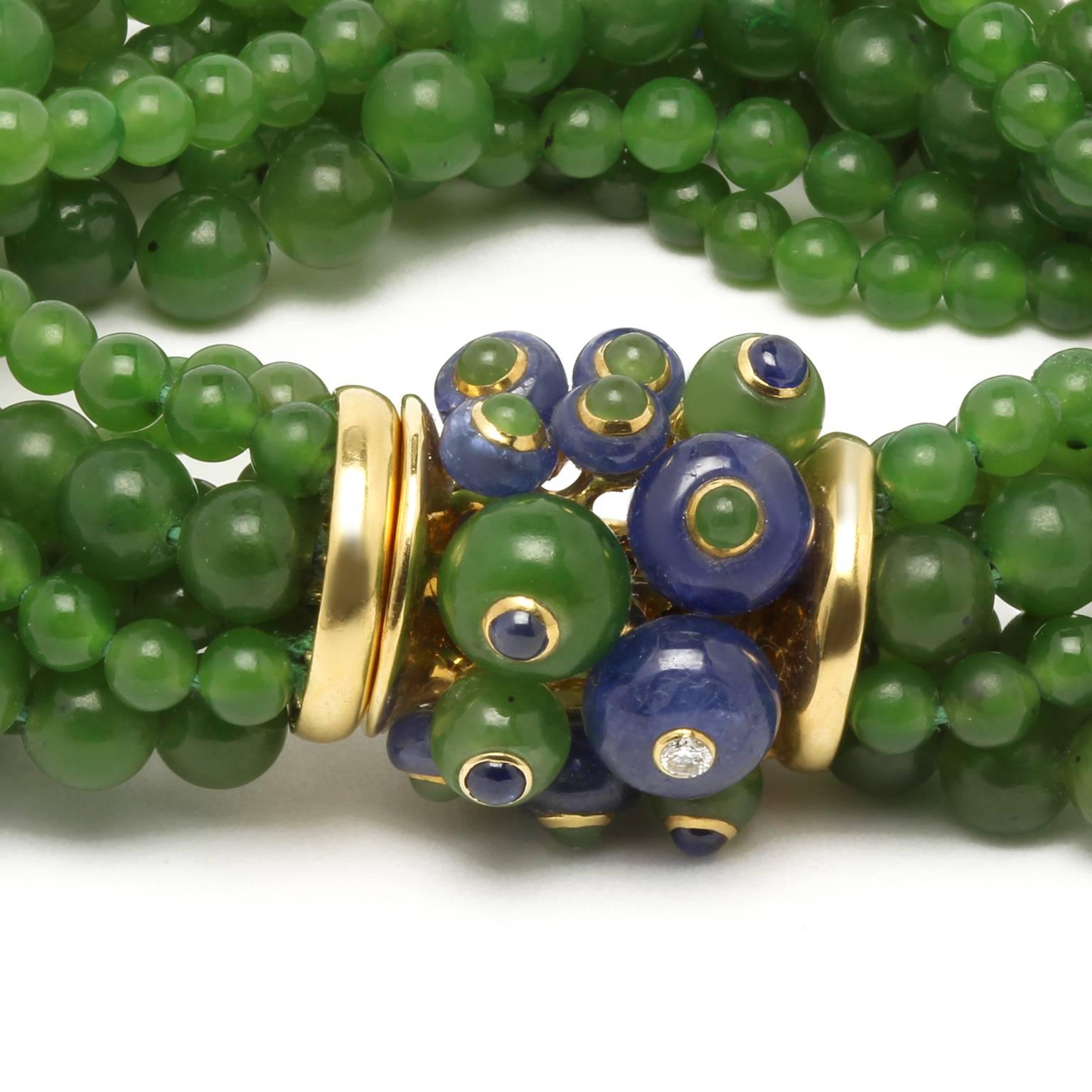 Women's Trianon Jade Gold beaded Bracelet For Sale
