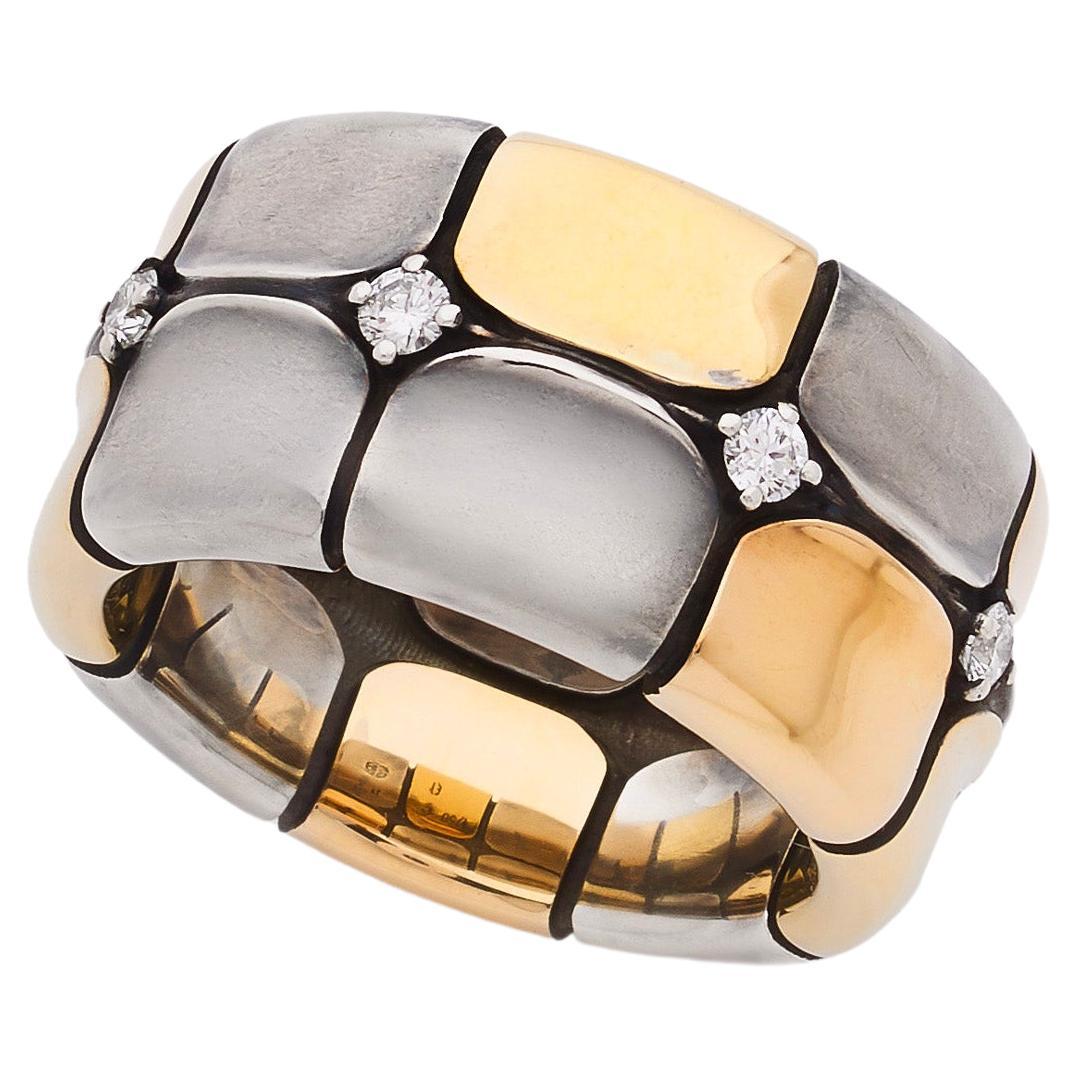 Diamond Dorsal Bandeau Ring in 18k Yellow & Rose Gold by Elie Top