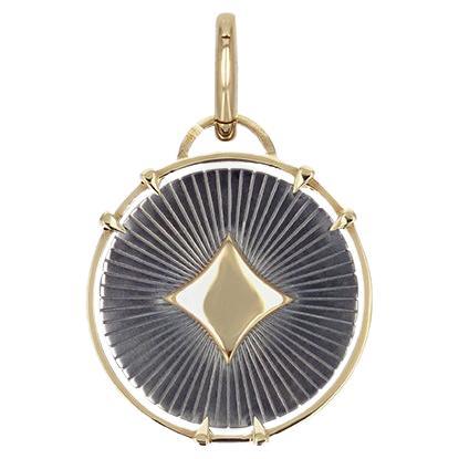 TERRE 4 Elements Diamond & Black Lacquer Tile Charm in 18k Gold by Elie Top