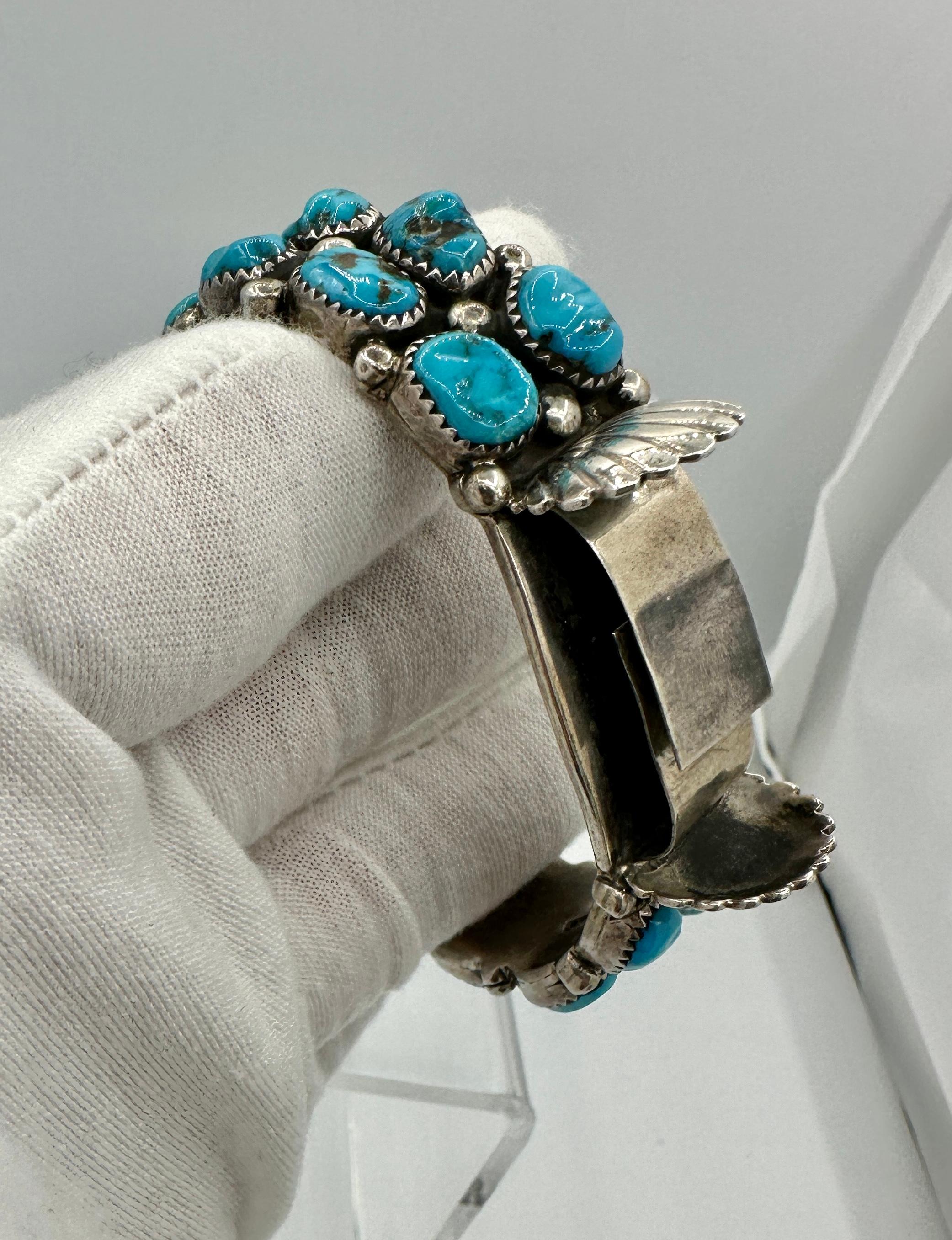 Orville Tsinnie Pulsera reloj Navajo TURQUESA PLATA ESTERLING Nativos americanos en Excelente estado para la venta en New York, NY
