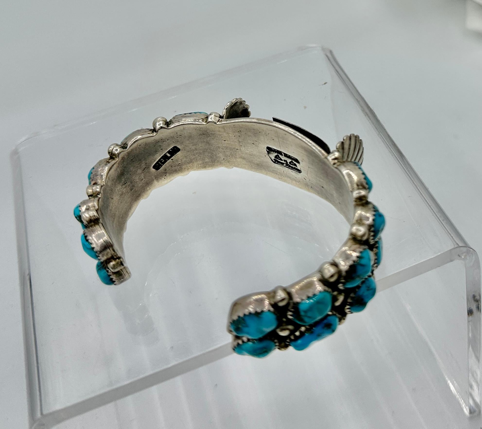 Orville Tsinnie Pulsera reloj Navajo TURQUESA PLATA ESTERLING Nativos americanos en venta 4