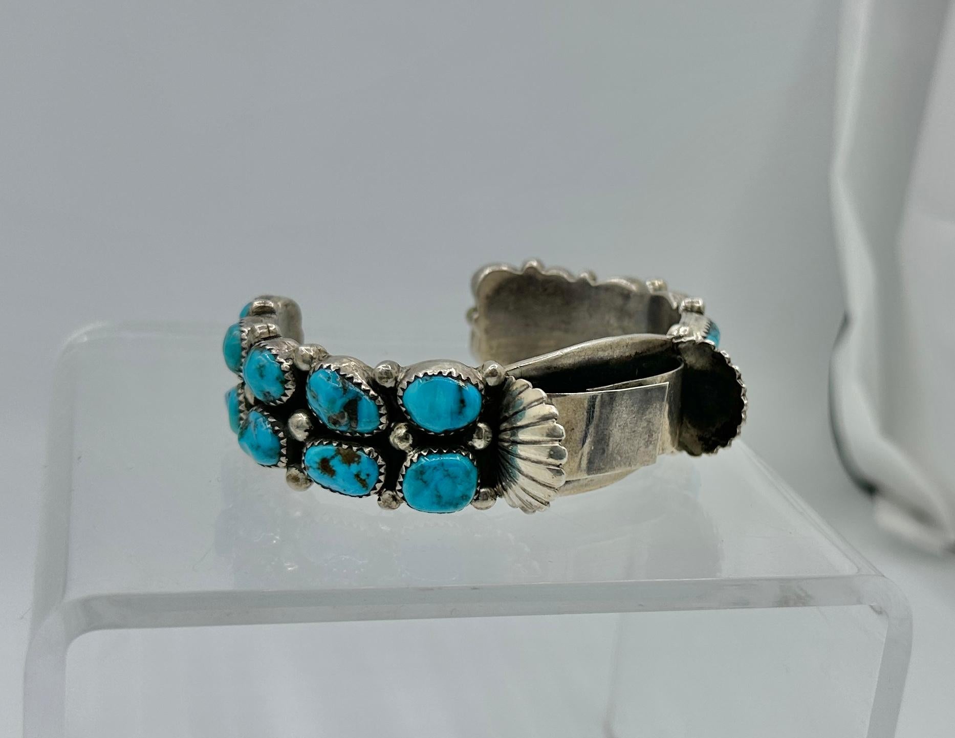 Orville Tsinnie Pulsera reloj Navajo TURQUESA PLATA ESTERLING Nativos americanos en venta 5