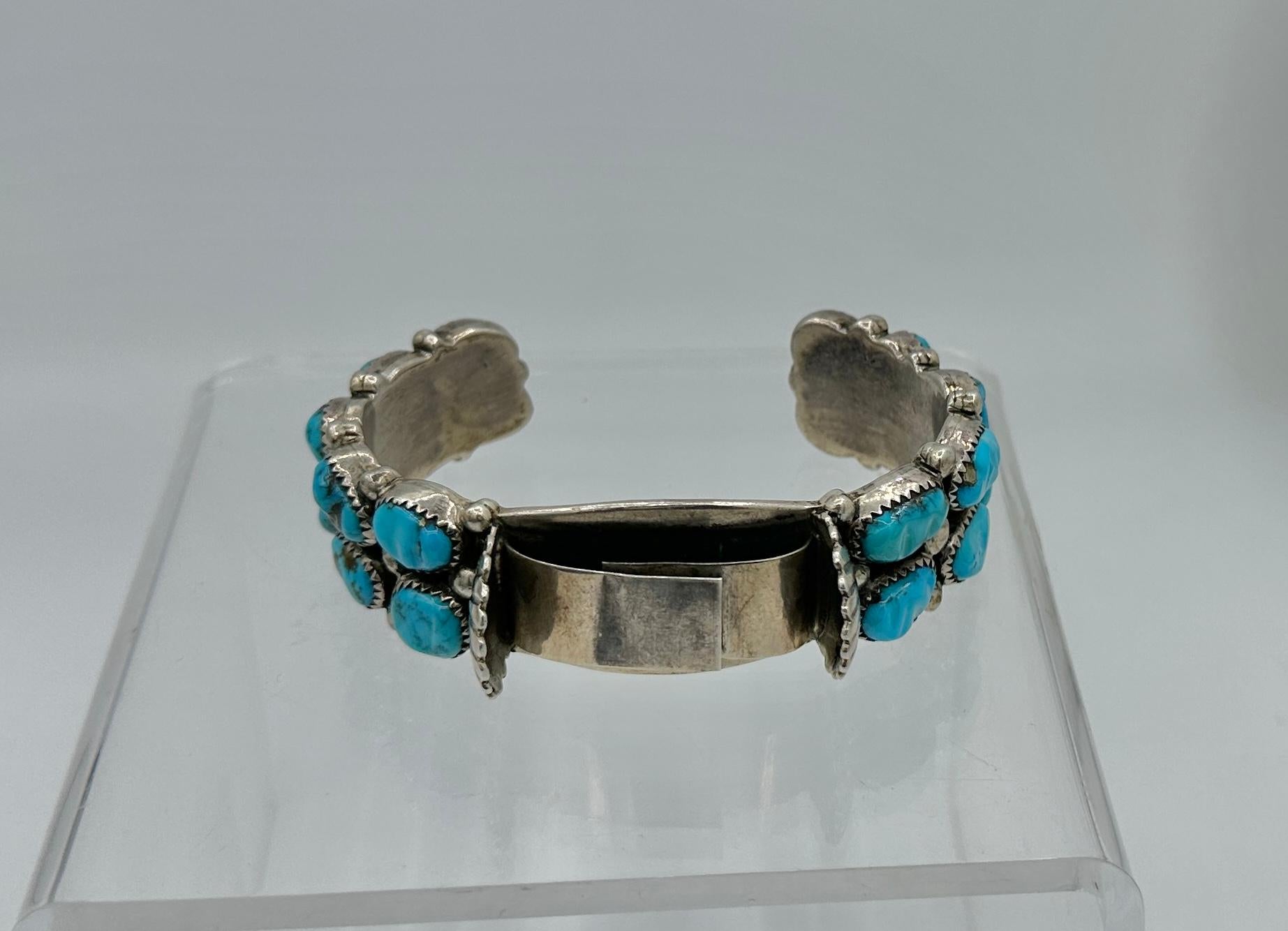 Orville Tsinnie Pulsera reloj Navajo TURQUESA PLATA ESTERLING Nativos americanos en venta 6