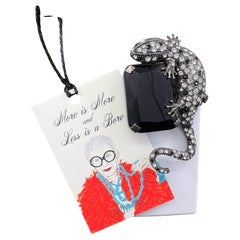 Iris Apfel Estate Personal Emporio Armani Lizard Brooch Pin Black Gemstone
