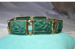 Malachite Egyptian Revival Snake Dragon Chariot Bracelet Gold Museum Quality