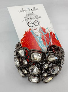 Pulsera tipo brazalete de Iris Apfel Estate con imitaciones de diamantes en blanco y negro, con certificado de autenticidad garantizado