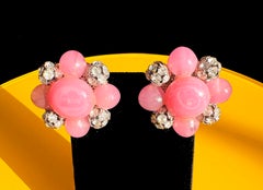 Iris Apfel Estate Pink Gripoix Poured Glass Earrings COA Guaranteed