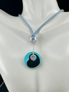 Collier Chopard Happy Diamonds avec pendentif en forme de cœur en or blanc 18 carats, turquoise et diamants