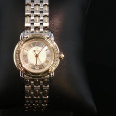 Orologio vintage Gevril T0371 molto raro, in oro 18 carati con diamanti, bicolore, con movimento al quarzo, 25 mm