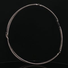 Vintage David Yurman Sterling Silver Diamond X Cable Collar Necklace 16" 43g