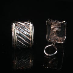 Vintage David Yurman Cable Omega Earrings 14K Gold Sterling Silver 13g