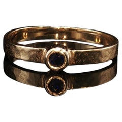 Estate James Avery 14K Gold Lab-Created Blue Sapphire Solitaire Ring Size 8
