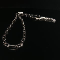ELLE Jewelry 925 Sterling Silver Paperclip Link Necklace Ruby Cube 17.5 Inch