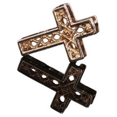 Vintage 14K Gold Openwork Cross Slide Pendant Tiny Charm No Bail 13.7mm