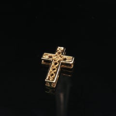 Vintage 14K Gold Openwork Cross Slide Pendant Tiny Charm No Bail 13.7mm