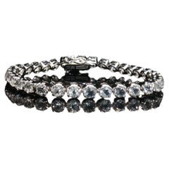 Vintage FADI Sterling Silver 34-Stone Cubic Zirconia Tennis Bracelet 7 Inch