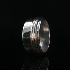 Vintage Mexico 925 Sterling Silver Wide Double Spinner Ring Size 10