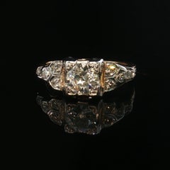 Vintage-Antik-Verlobungsring aus 14-karätigem Gelb- und Weißgold mit Diamanten, 0,61 Karat Gesamtgewicht, Größe 4