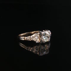 Vintage-Antik-Verlobungsring aus 14-karätigem Gelb- und Weißgold mit Diamanten, 0,61 Karat Gesamtgewicht, Größe 4