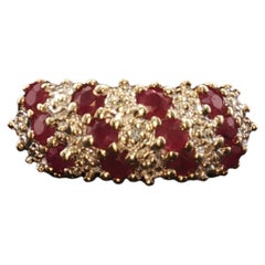 Vintage 10K Gold Ruby Illusion Diamond Cluster Ring Sz 5.25 White Gold Accents