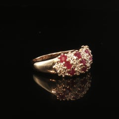 Vintage 10K Gold Ruby Illusion Diamond Cluster Ring Sz 5.25 White Gold Accents