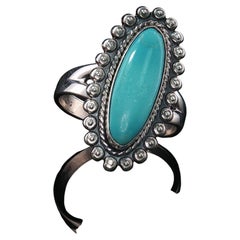 Vintage Bell Trading Post Sterling Silver Turquoise Ring Sz 7.5 Southwestern