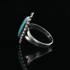 Vintage Bell Trading Post Sterling Silver Turquoise Ring Sz 7.5 Southwestern
