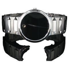 New Old Stock Movado Temo 0607292 Black Museum Dial Quartz Watch 38mm