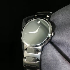 New Old Stock Movado Temo 0607292 Black Museum Dial Quartz Watch 38mm