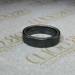 Estate David Yurman 925 Silver & Black Titanium Streamline 6mm Band Ring Sz 10