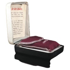 Vintage 1961 Zippo Lighter High Polish Chrome Full Set Box Velvet Sleeve Papers