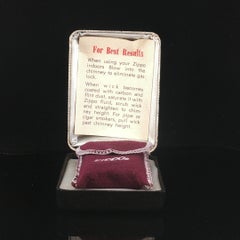 Vintage 1961 Zippo Lighter High Polish Chrome Full Set Box Velvet Sleeve Papers