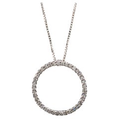 Vintage Roberto Coin 18K White Gold Diamond Circle Ring Slide Pendant 0.26cctw