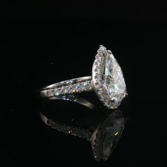 Estate Platinum 2.92ct Pear Diamond Halo Engagement Ring 3.42ctw Sz 4.75