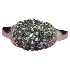 Vintage Richard Krementz 1866 18K White Gold Green Tourmaline Diamond Ring Sz 7