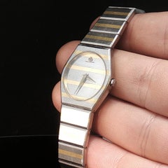 Montre vintage Baume & Mercier Zebra 5208.038 des années 1980, à quartz, bicolore, 23 mm