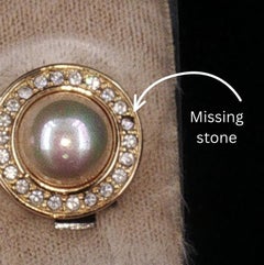Vintage Christian Dior Gold-Tone Faux Pearl Rhinestone Clip-On Earrings