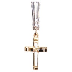 James Avery Anhänger in Form eines schlichten lateinischen Kreuzes aus 14-karätigem Gelbgold, 585, 1,8 g, Vintage-Schmuck
