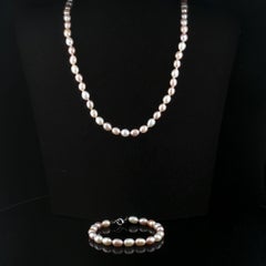 Ensemble collier et bracelet James Avery en argent sterling et perles d'eau douce