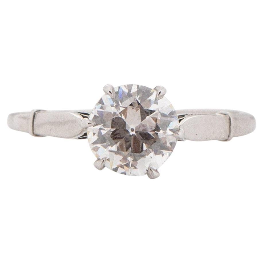Circa 1920 Art Deco Platinum Brilliant Cut GIA Certified Diamond Ring (Bague en platine à taille brillante certifiée GIA) en vente