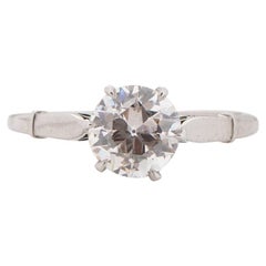 Circa 1920 Art Deco Platinum Brilliant Cut GIA Certified Diamond Ring (Bague en platine à taille brillante certifiée GIA)