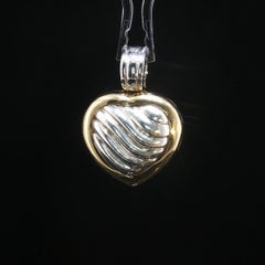 Vintage David Yurman 18K Gold Sterling Silver Heart Locket Enhancer Pendant