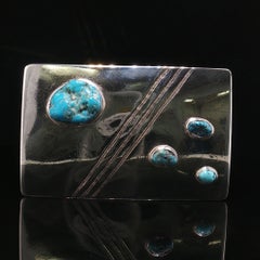 Vintage Large Turquoise Silver Belt Buckle 90g South Western