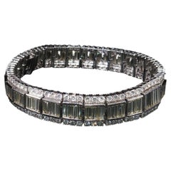 Vintage 18K White Gold 15.81 CTW Diamond Bracelet Round & Baguette 6.75"