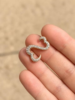 Vintage 14K Gold Pave Diamond Open Heart Slide Pendant Charm 0.19 CTW No Bail
